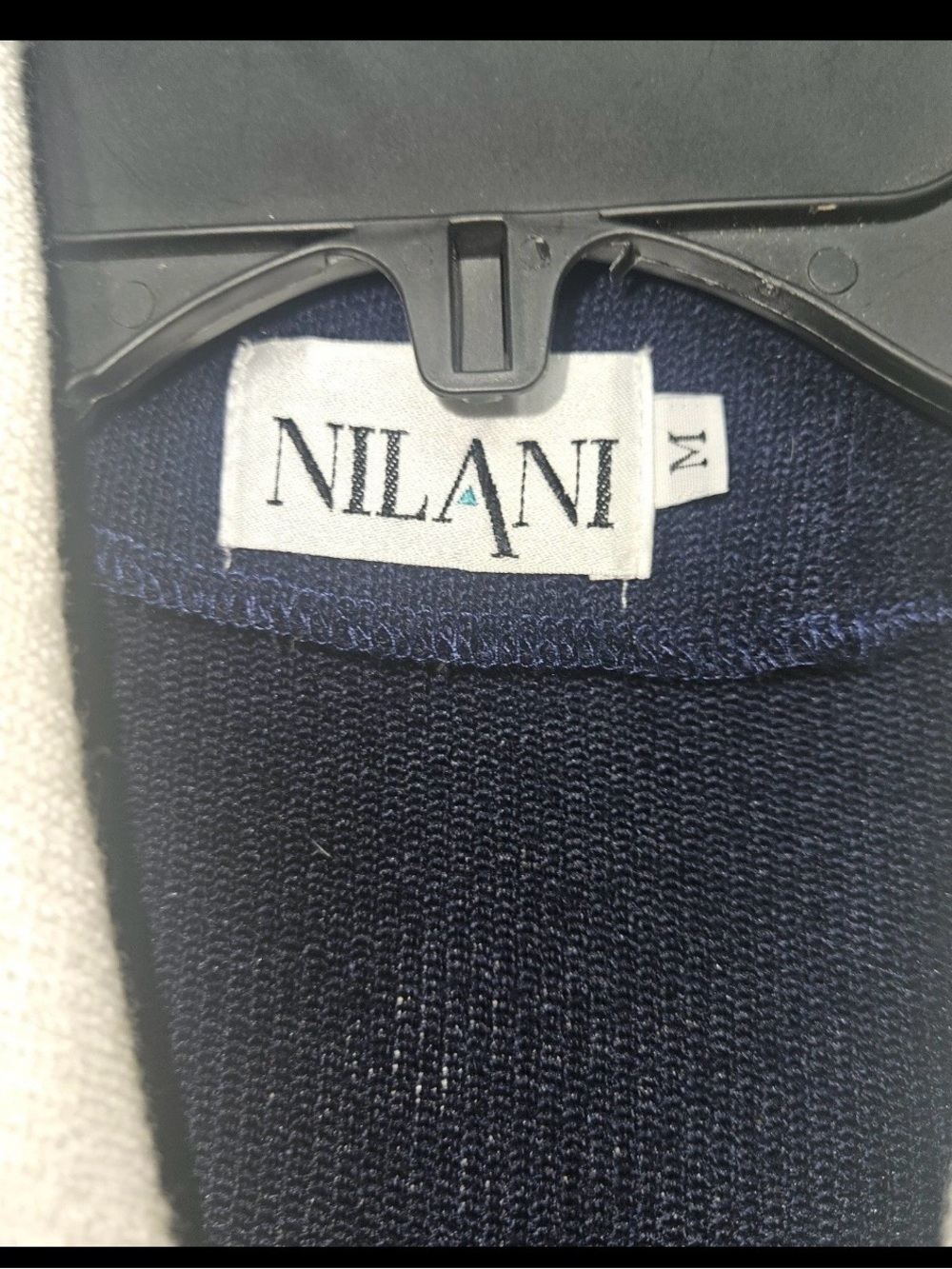 Vintage Nilani Navy Blue Off White Lace Trim knit Cardigan Coquette Sweater M - Picture 5 of 13